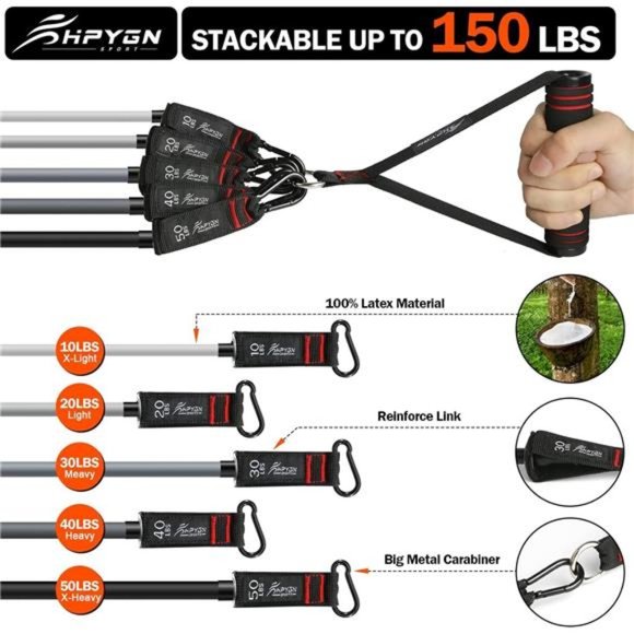 Resistance Bands, Exercise Bands with Handles, Fitness Bands, Workout Bands - Picture 4 of 6